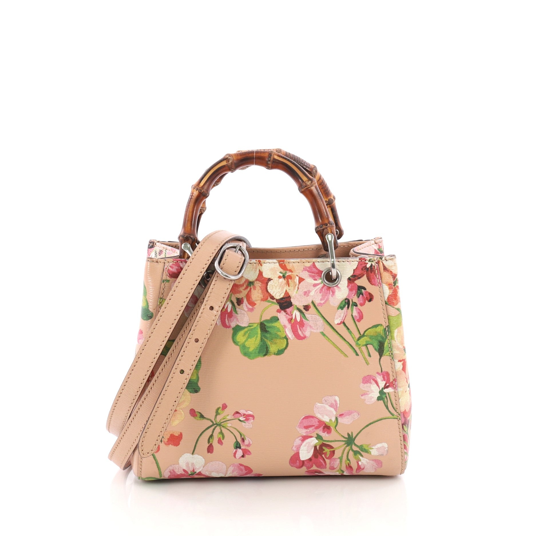 Bamboo Shopper Tote Blooms Print Leather Mini