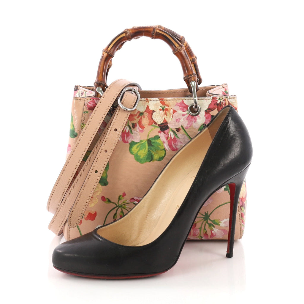 Bamboo Shopper Tote Blooms Print Leather Mini