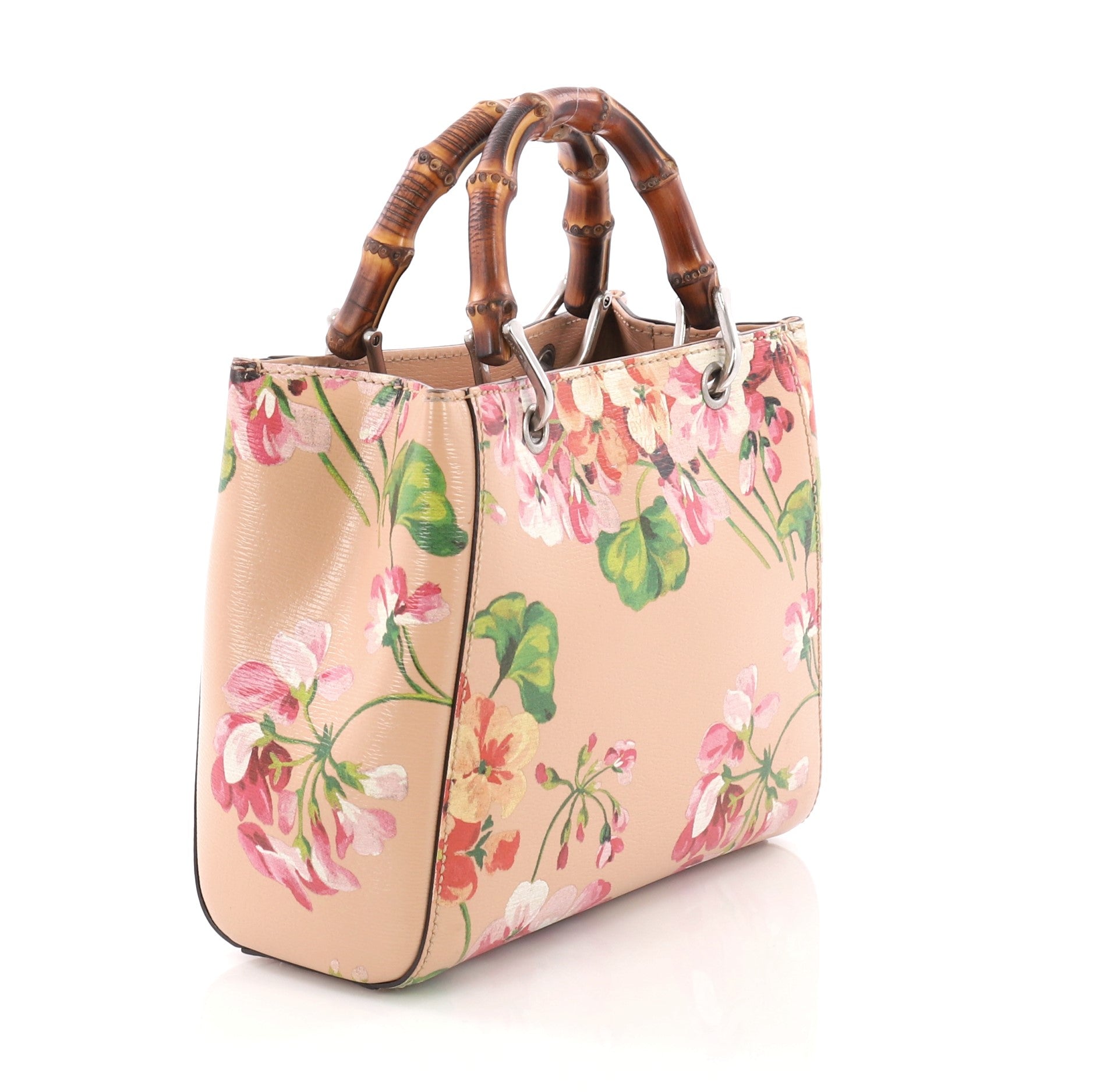 Bamboo Shopper Tote Blooms Print Leather Mini