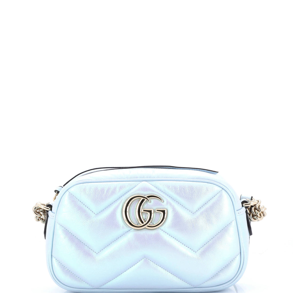 GG Marmont Shoulder Bag Chevron Iridescent Leather Small