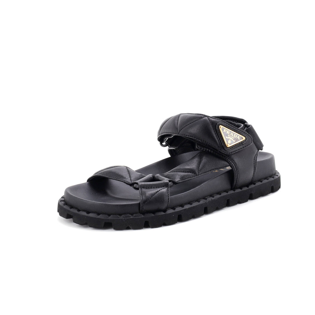 Women's Sporty Fussbett Sandals Quilted Leather