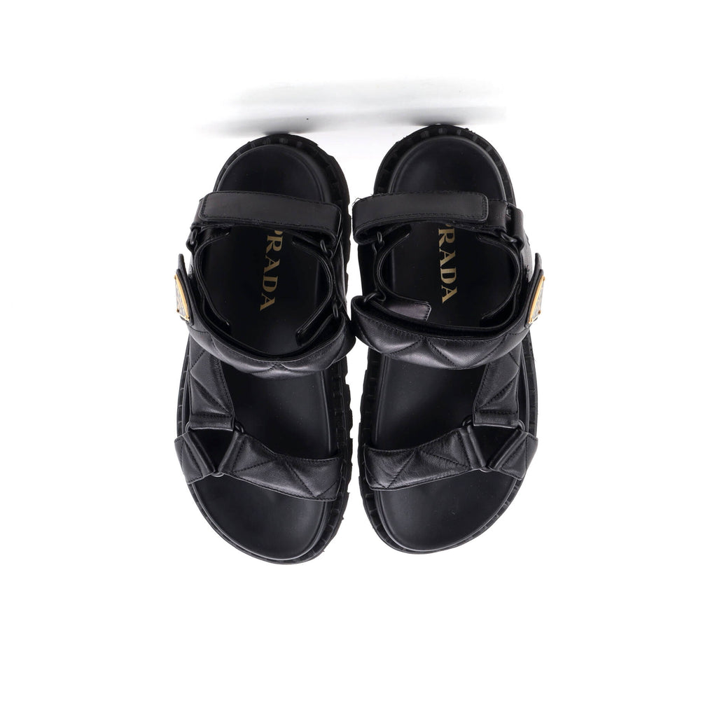 Women's Sporty Fussbett Sandals Quilted Leather