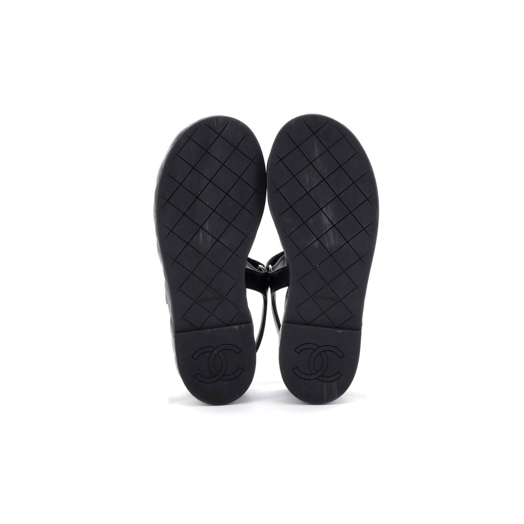 Women's Velcro Platform Sandals Quilted Leather with Chain Detail