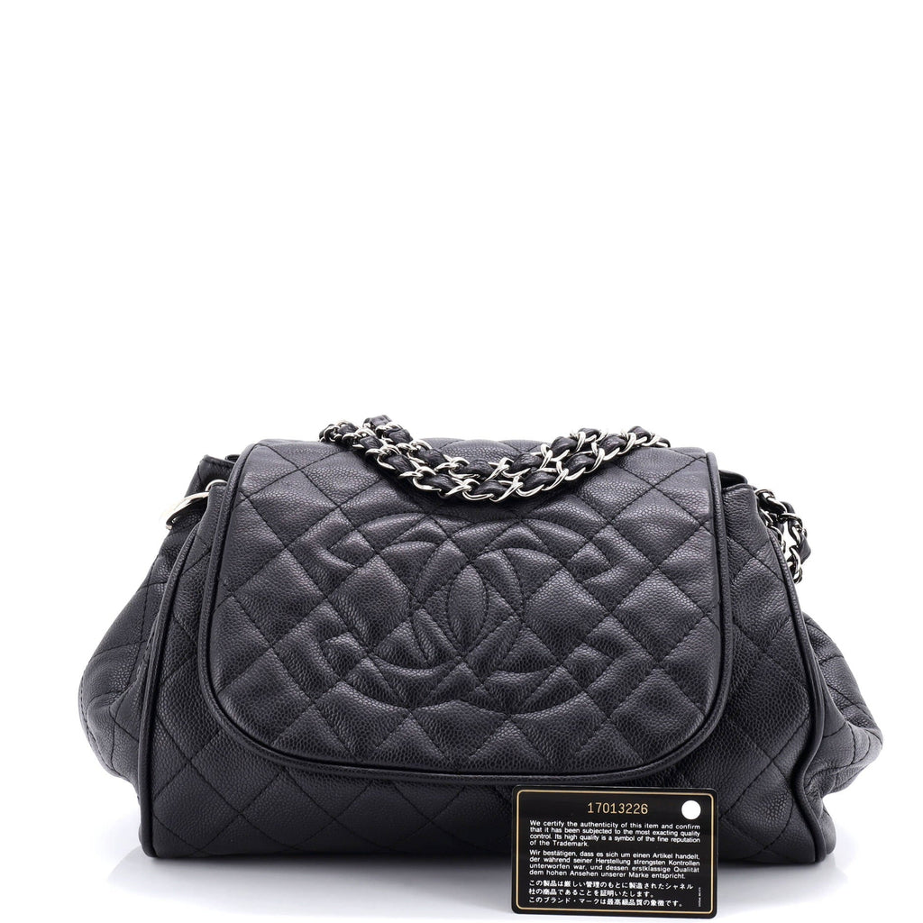 Timeless Accordion Flap Bag Quilted Caviar