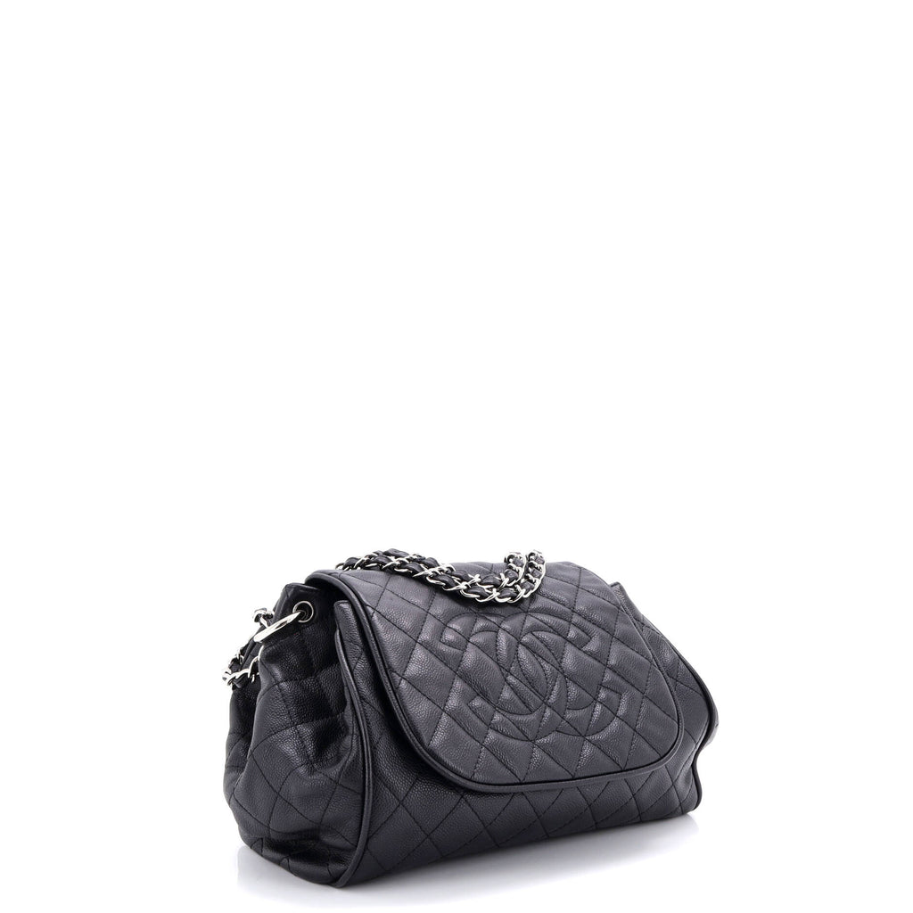 Timeless Accordion Flap Bag Quilted Caviar