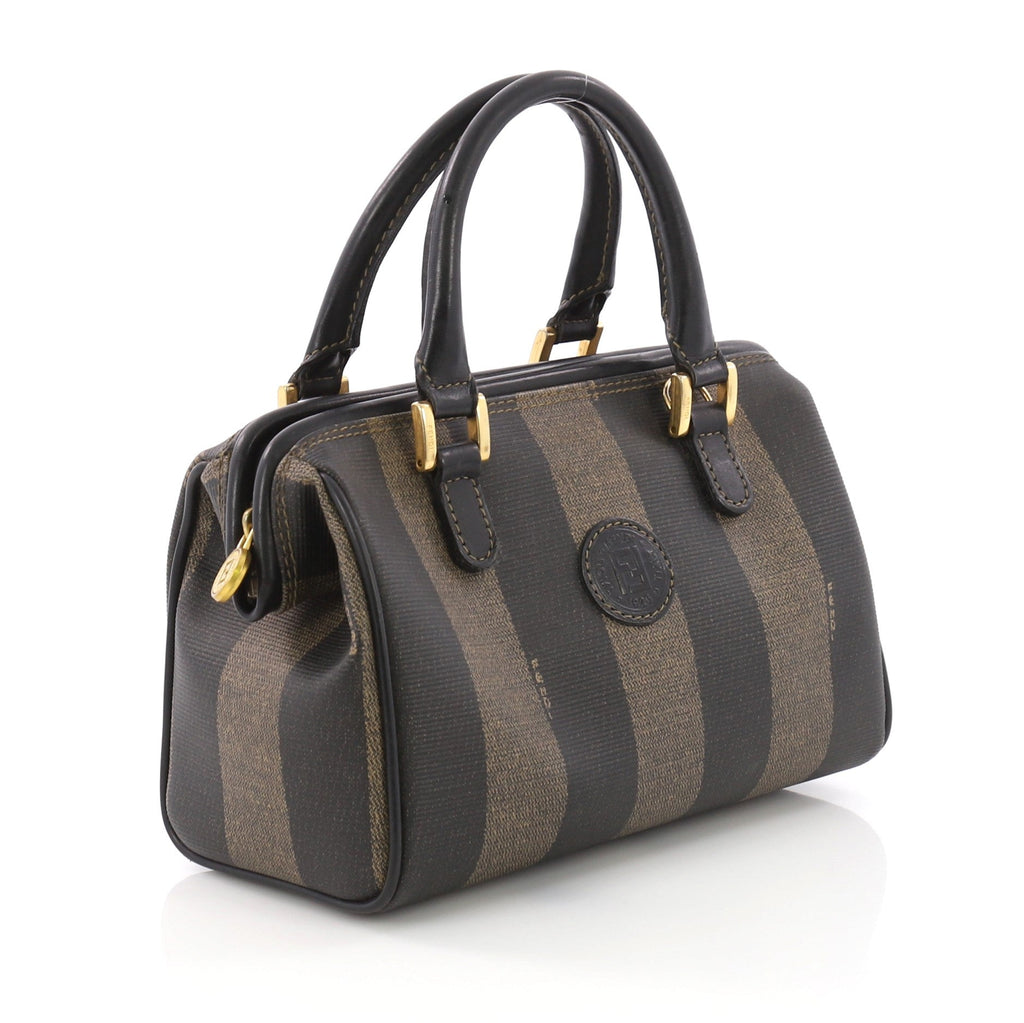 Vintage Pequin Convertible Boston Bag Coated Canvas Mini
