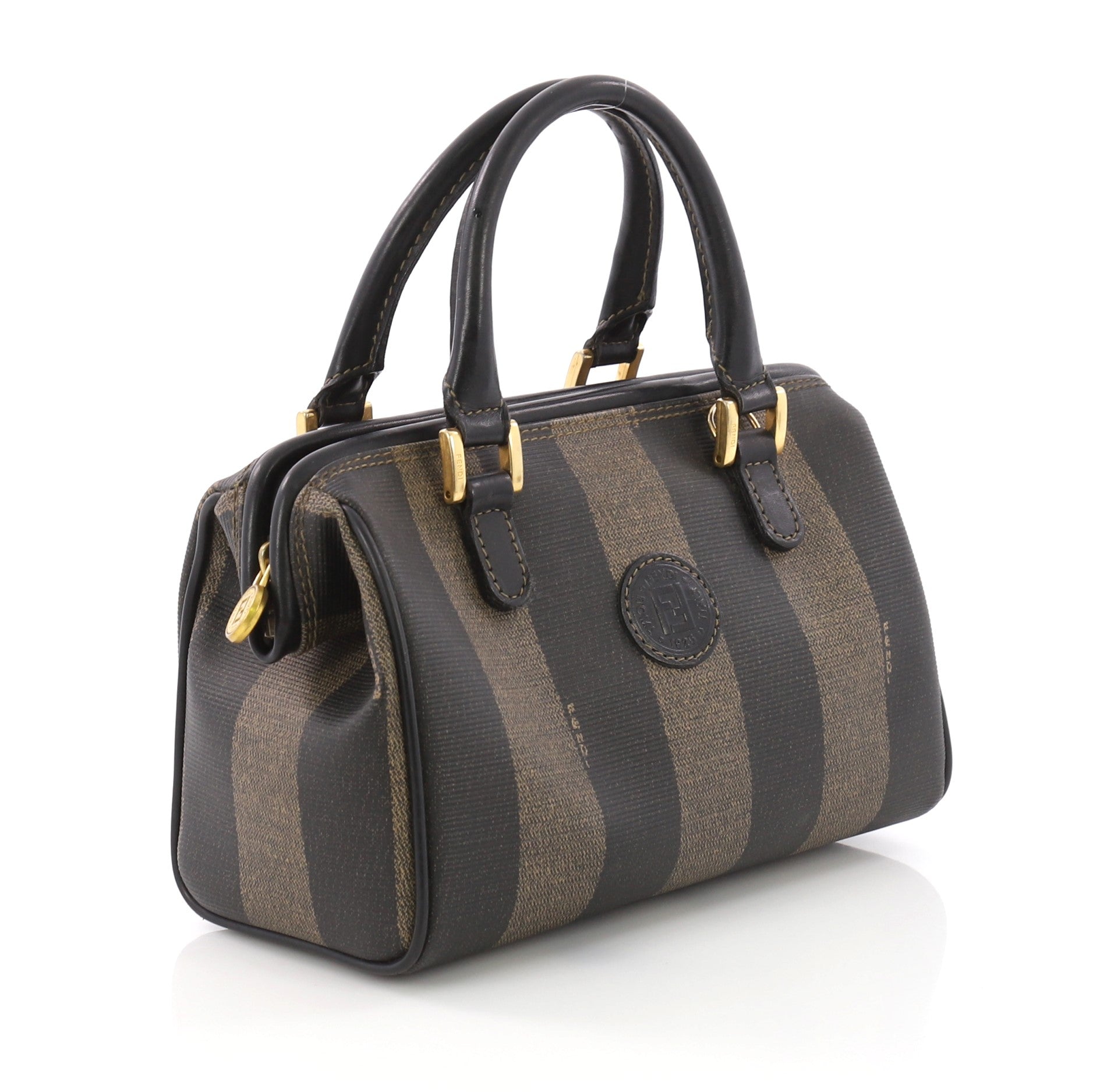 Vintage Pequin Convertible Boston Bag Coated Canvas Mini