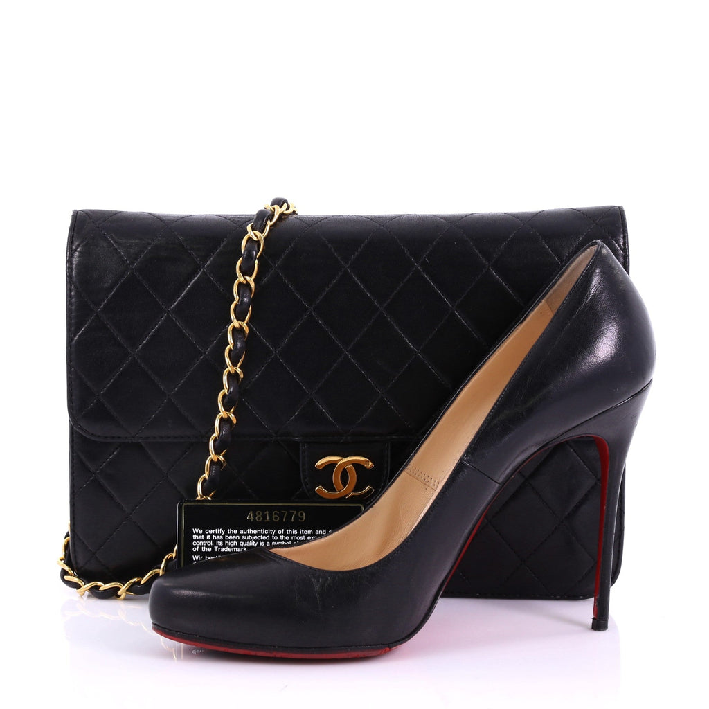 Vintage Clutch with Chain Quilted Leather Medium