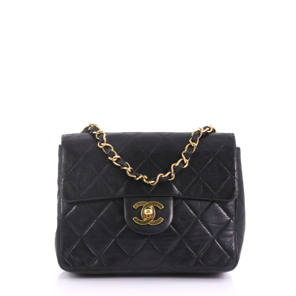 Vintage Square Classic Single Flap Bag Quilted Lambskin Mini