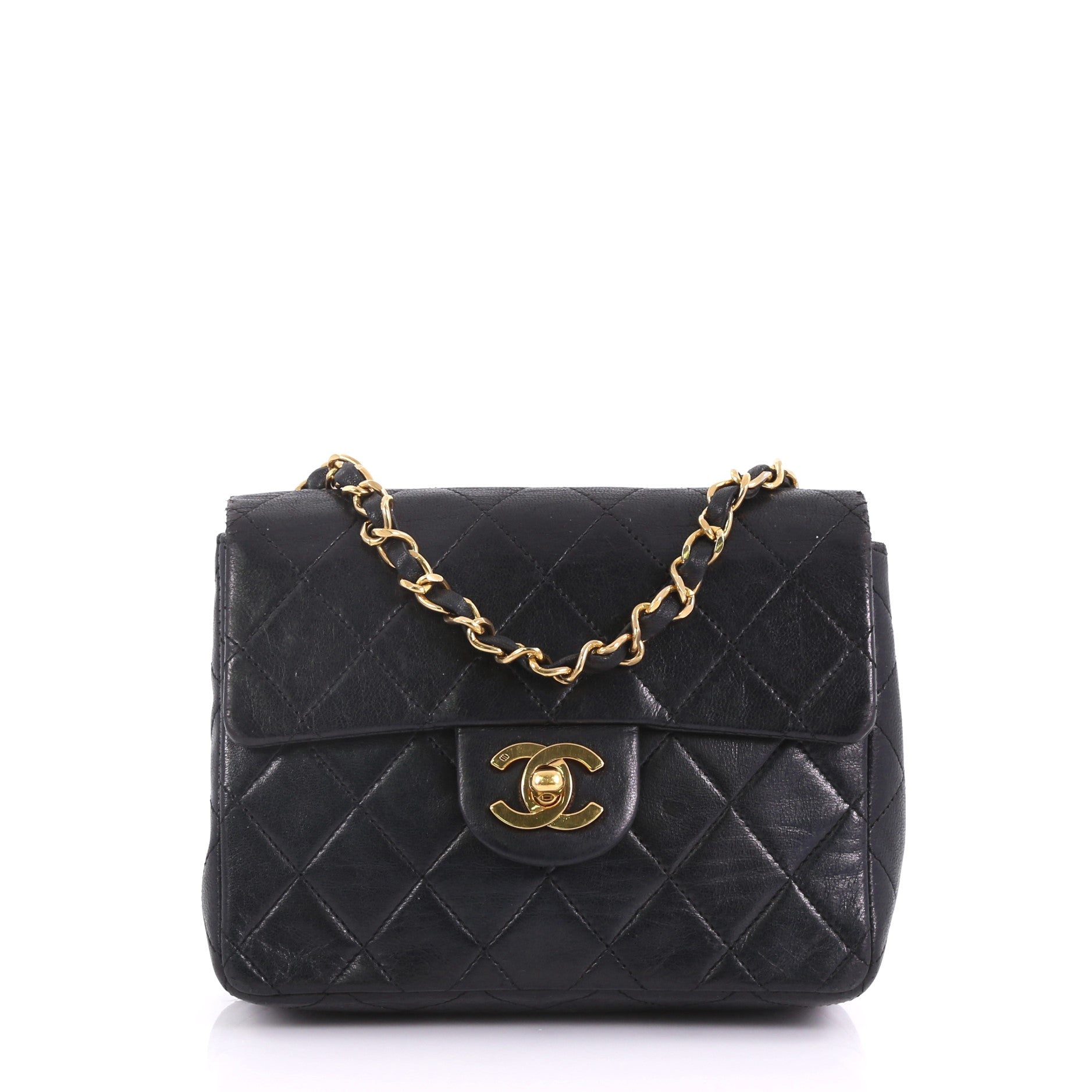 Vintage Square Classic Single Flap Bag Quilted Lambskin Mini
