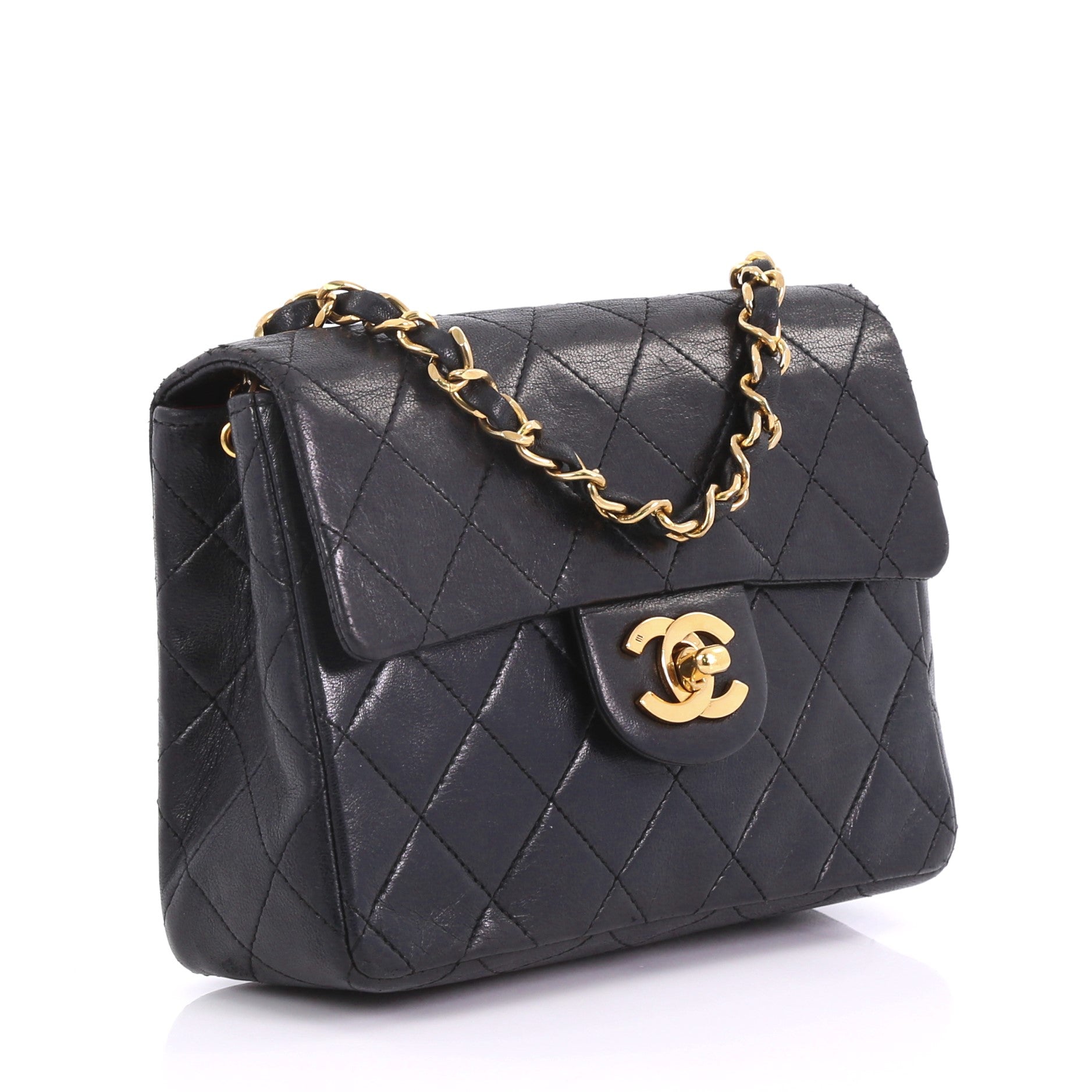 Vintage Square Classic Single Flap Bag Quilted Lambskin Mini