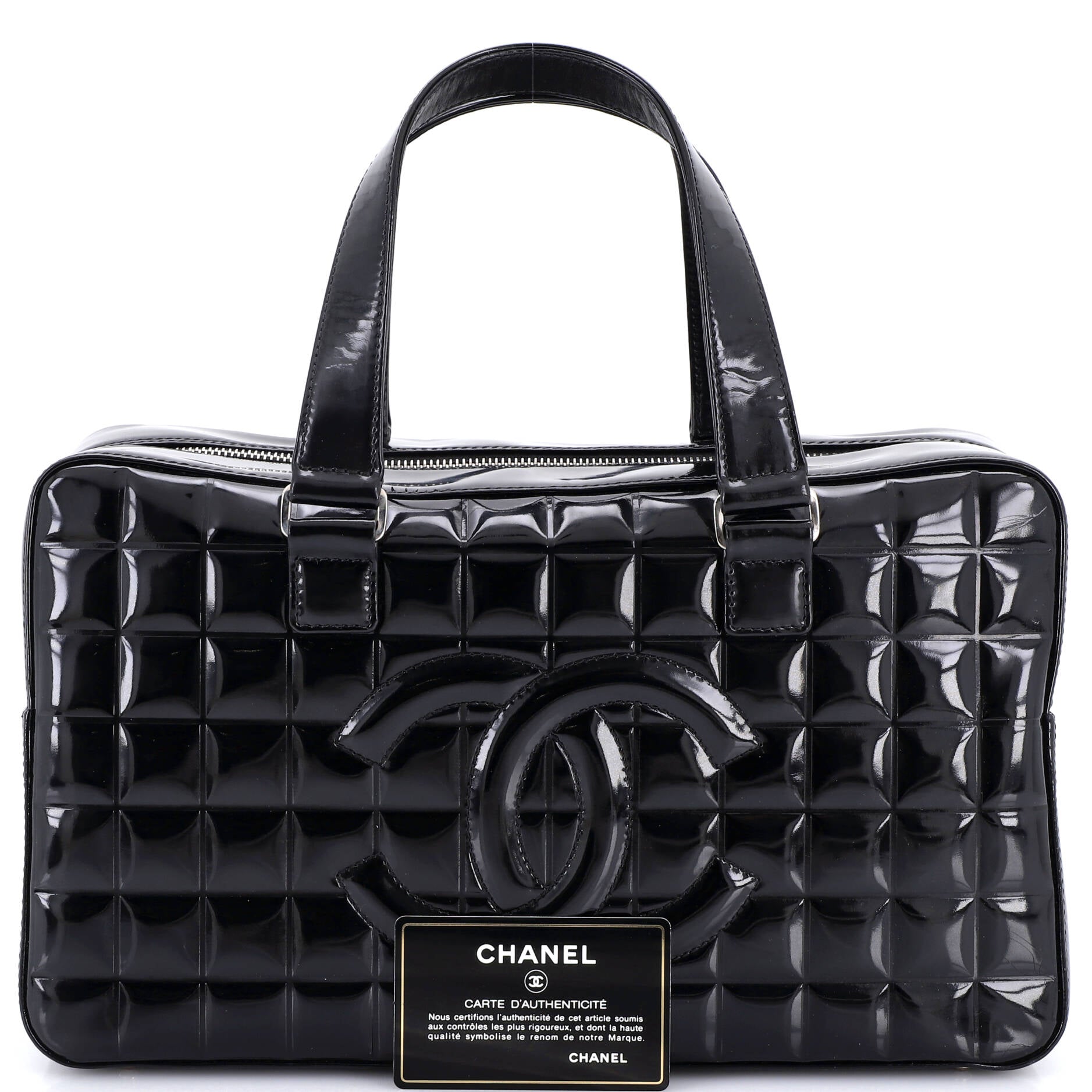 Chocolate Bar CC Bowler Bag Quilted Patent Large