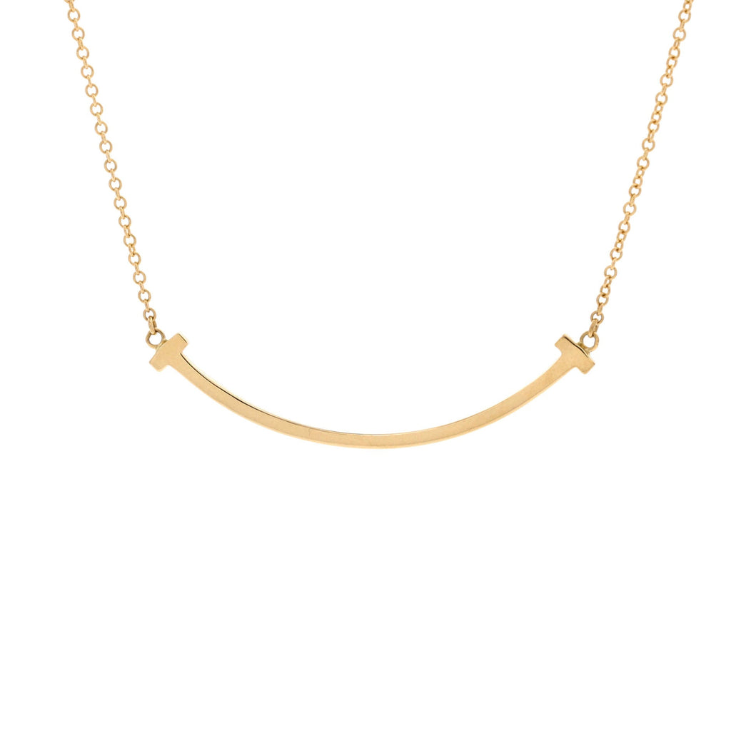 T Smile Pendant Necklace 18K Yellow Gold Small