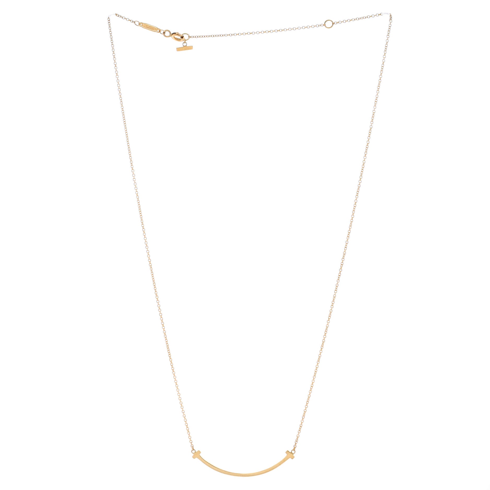 T Smile Pendant Necklace 18K Yellow Gold Small