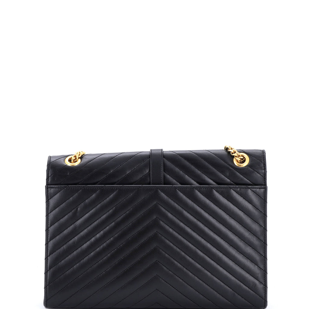 Classic Monogram Envelope Satchel Matelasse Chevron Leather Large