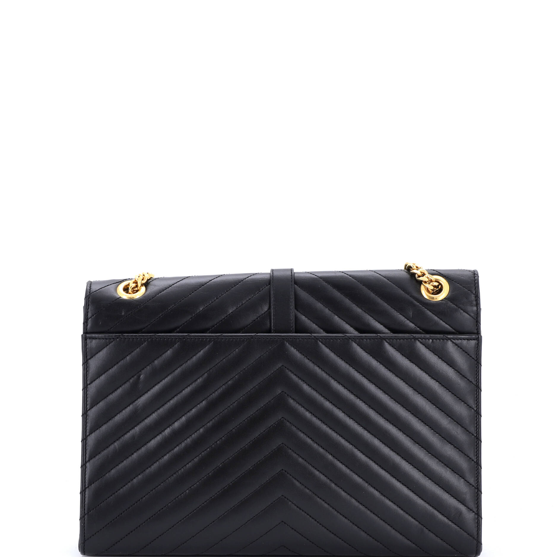 Classic Monogram Envelope Satchel Matelasse Chevron Leather Large
