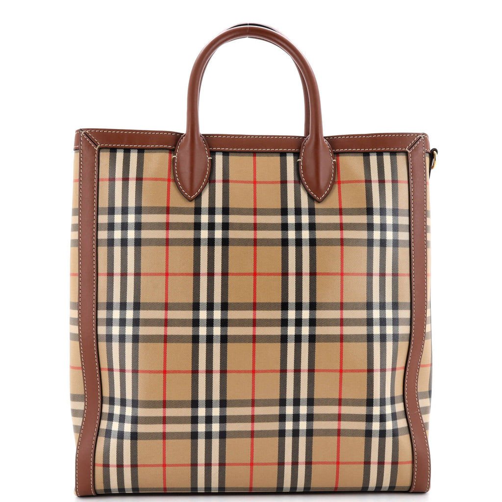 Convertible Tote Vintage Check Coated Canvas Medium
