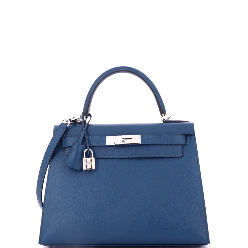 Kelly Handbag Deep Blue Madame with Palladium Hardware 28
