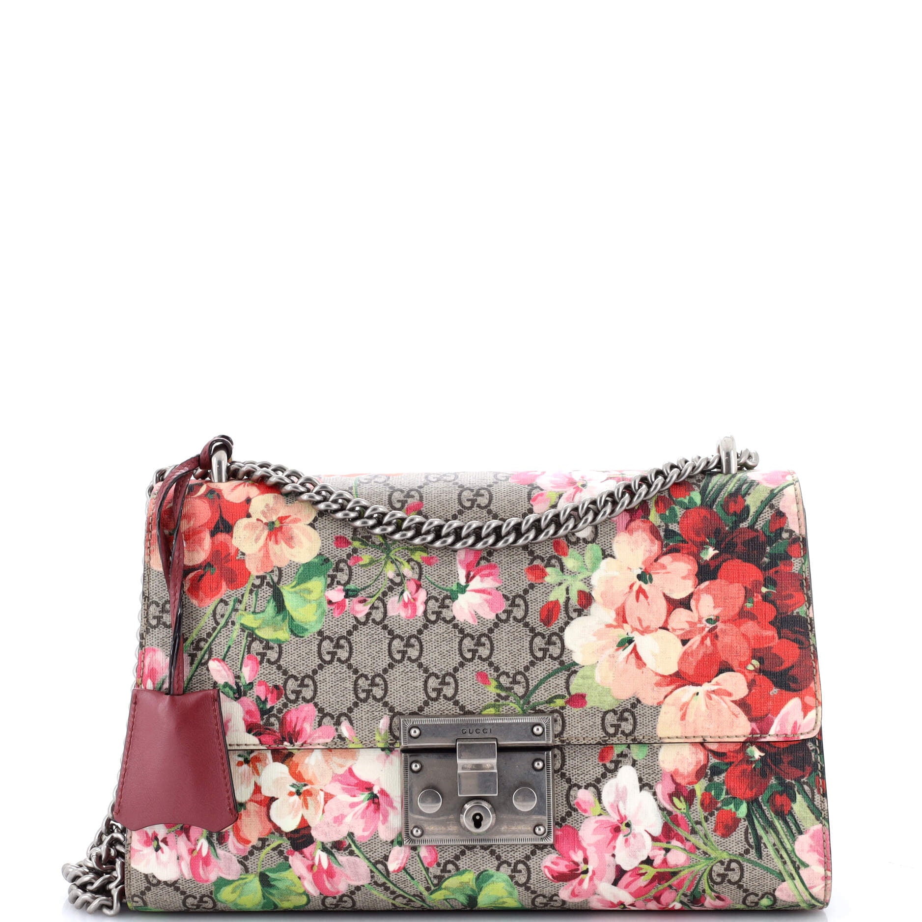 Padlock Shoulder Bag Blooms Print GG Coated Canvas Medium