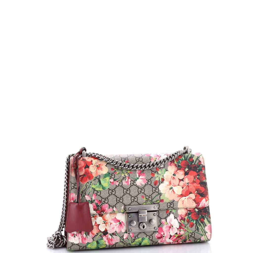 Padlock Shoulder Bag Blooms Print GG Coated Canvas Medium