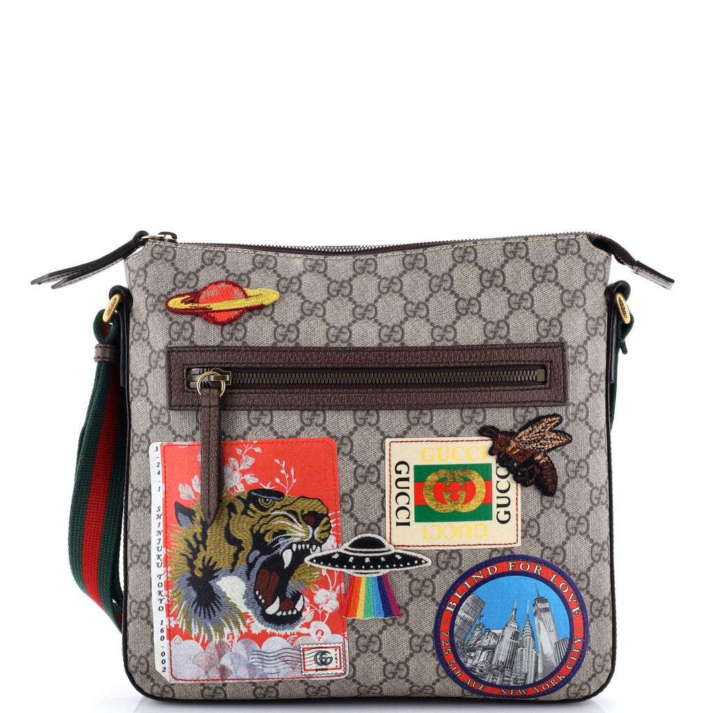 Courrier Zip Messenger GG Coated Canvas with Applique Medium