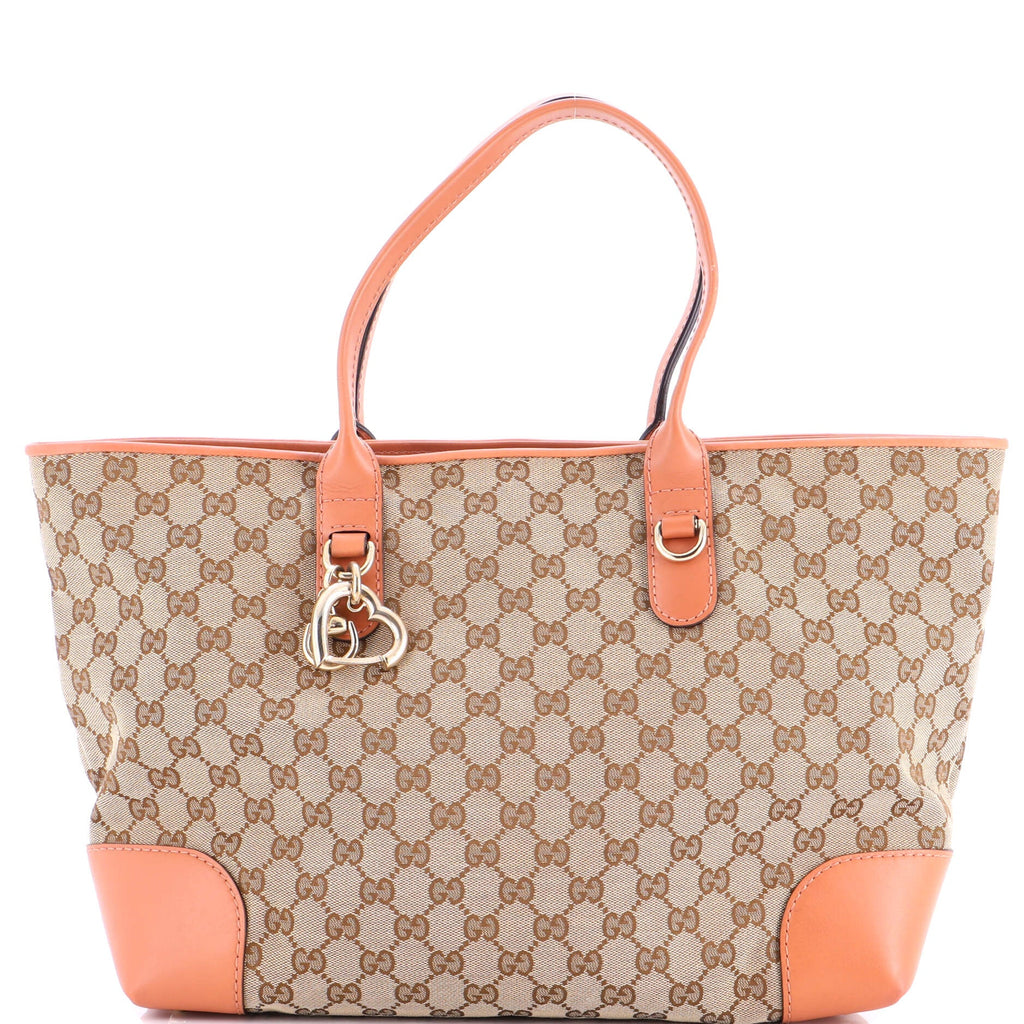 Heart Bit Open Tote GG Canvas with Leather Large