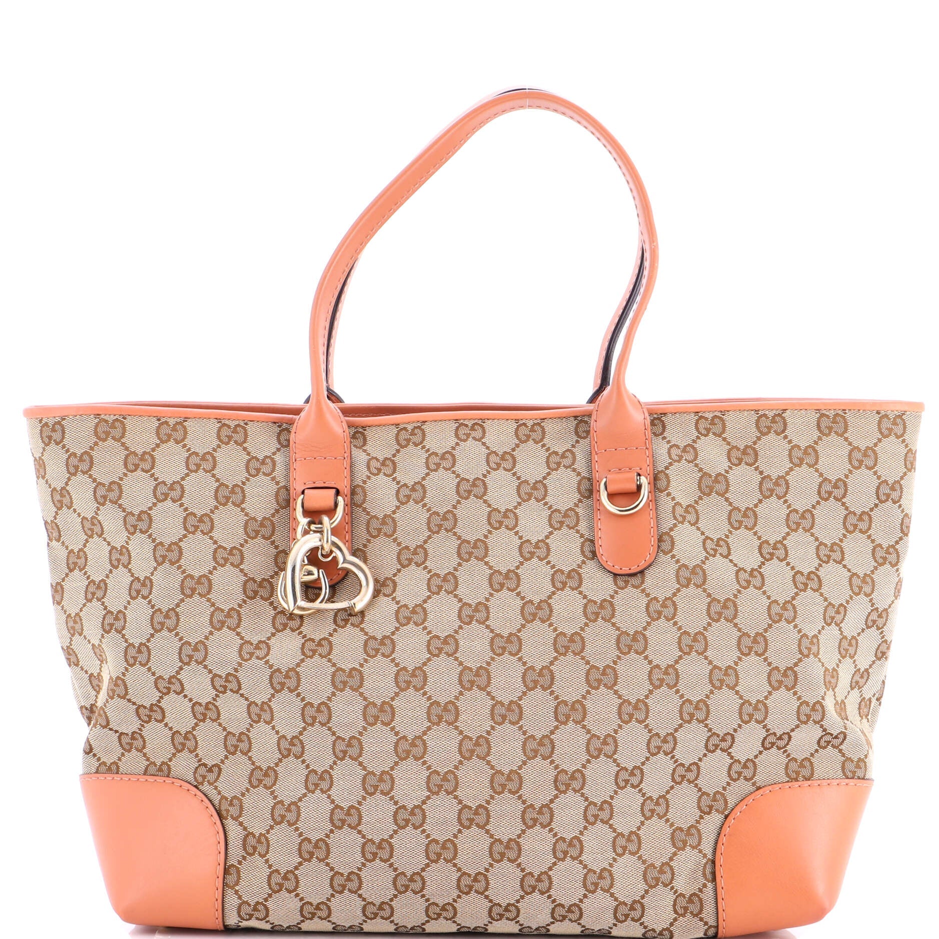 Heart Bit Open Tote GG Canvas with Leather Large