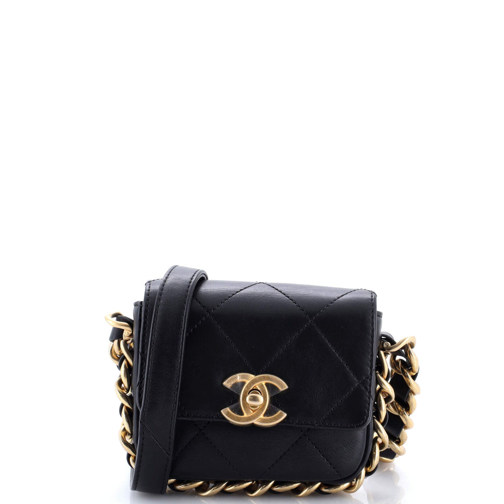 Framing Chain Flap Bag Quilted Calfskin Mini