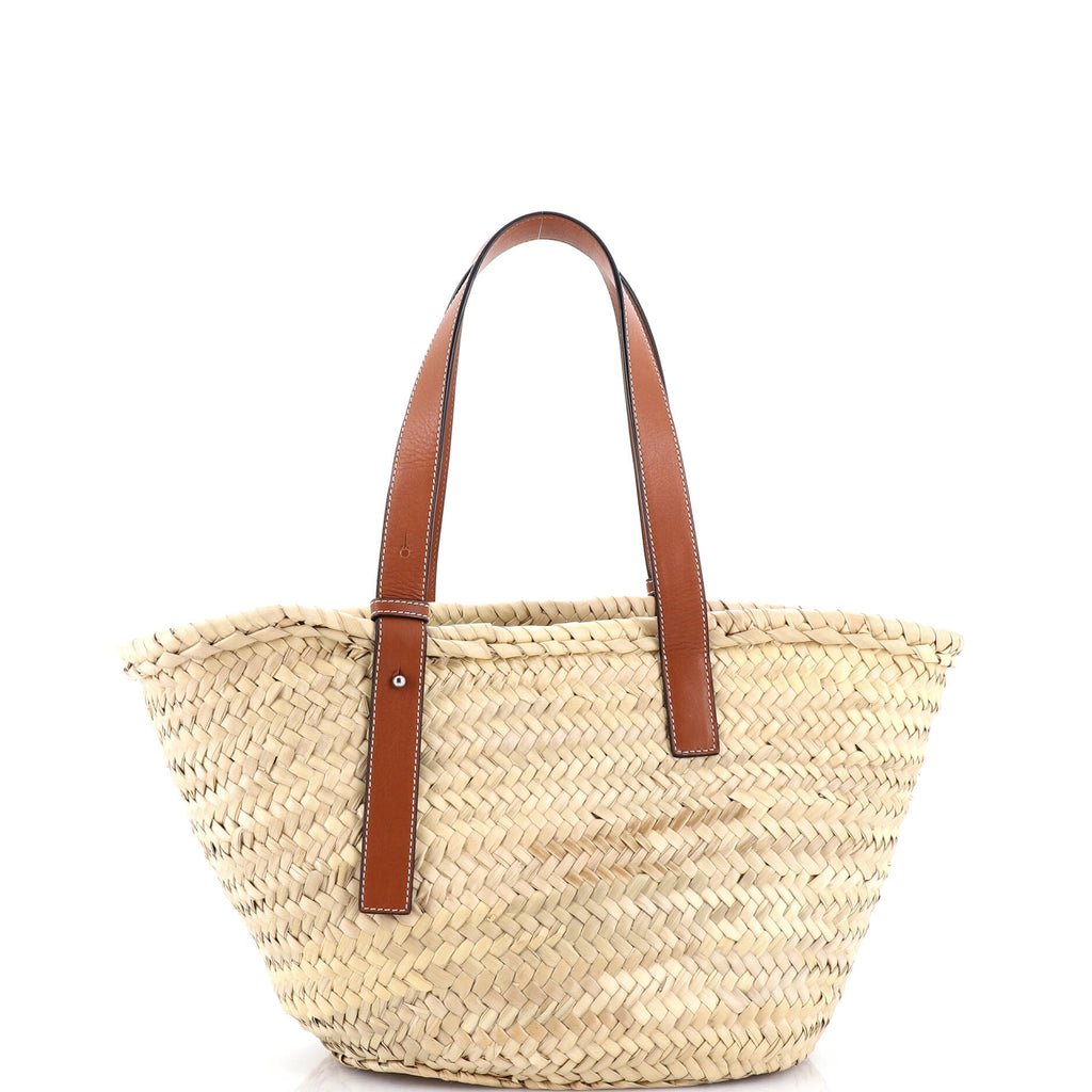 Basket Tote Woven Raffia with Applique Medium