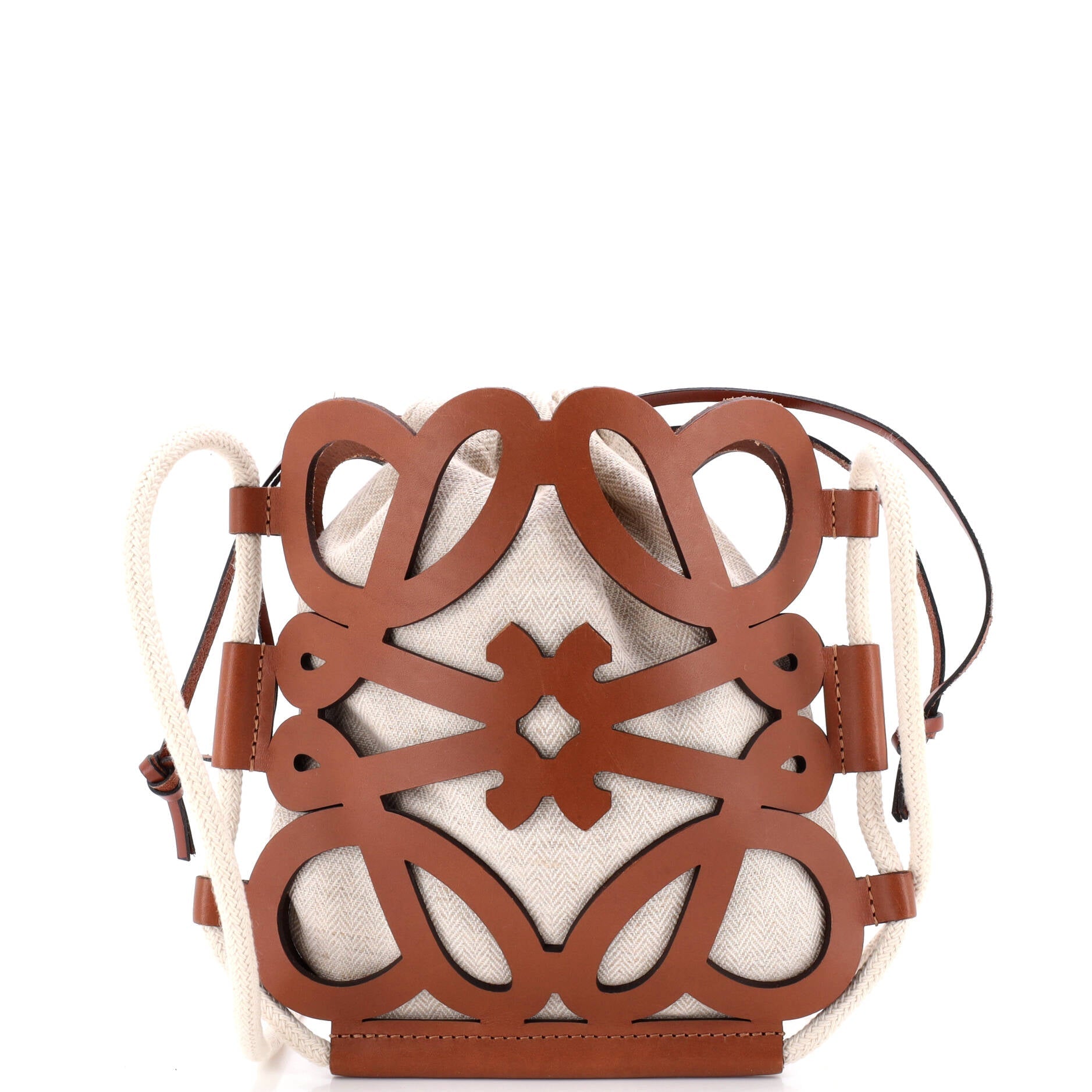 Anagram Cut Out Crossbody Bag Leather with Canvas Mini