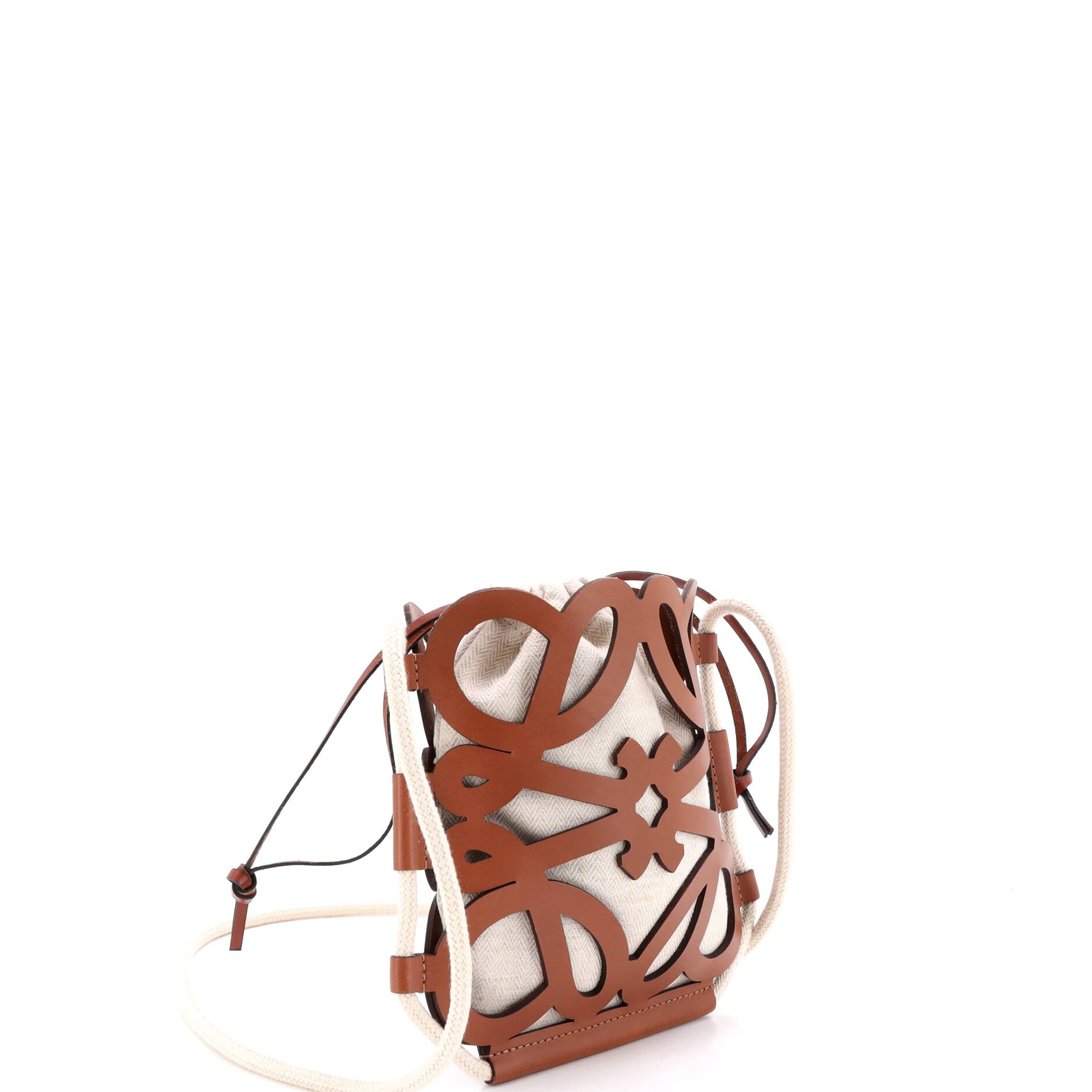 Anagram Cut Out Crossbody Bag Leather with Canvas Mini