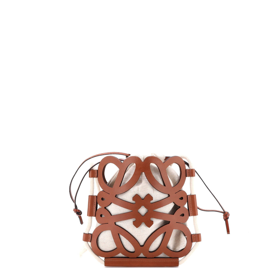 Anagram Cut Out Crossbody Bag Leather with Canvas Mini