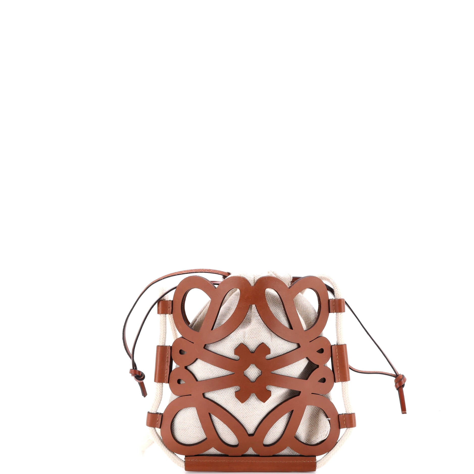 Anagram Cut Out Crossbody Bag Leather with Canvas Mini