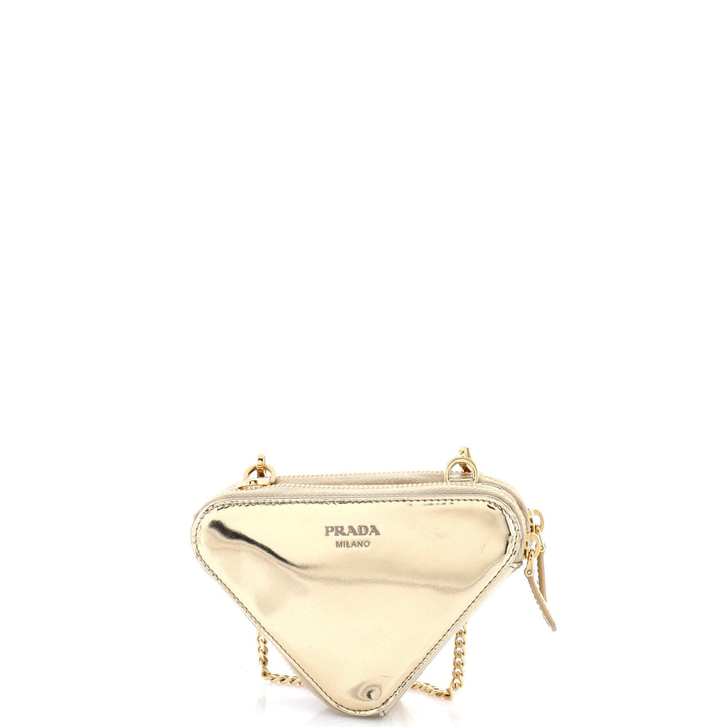 Triangle Double Pouch Crossbody Crystal Embellished Satin Mini