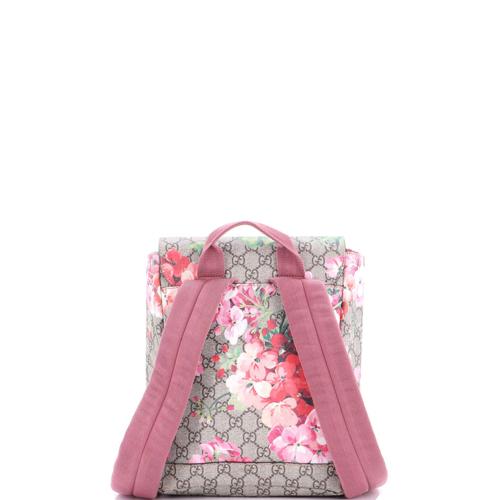 Buckle Backpack Blooms Print GG Coated Canvas Small