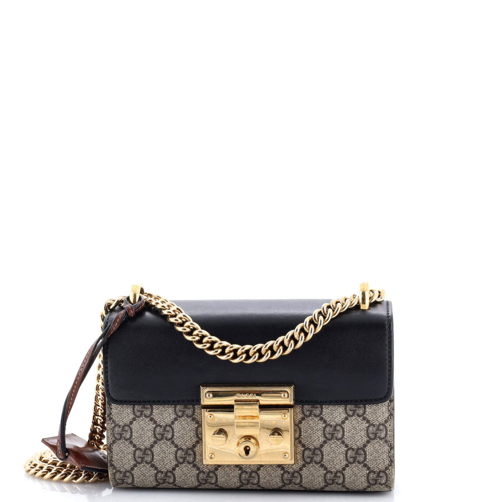 Padlock Shoulder Bag GG Coated Canvas and Leather Small
