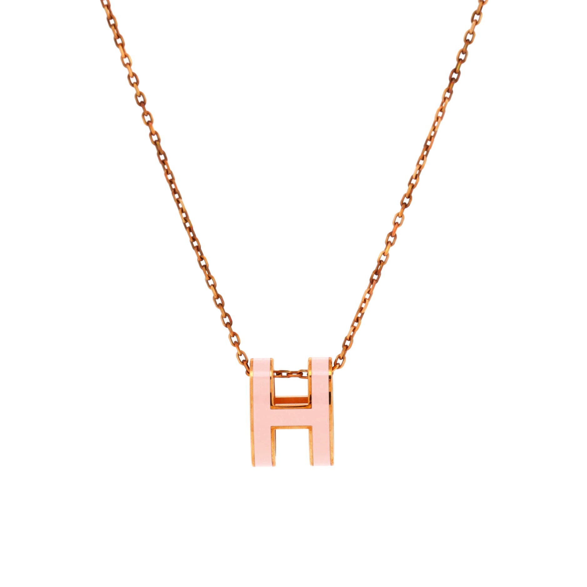 Pop H Pendant Chain Necklace Metal and Enamel