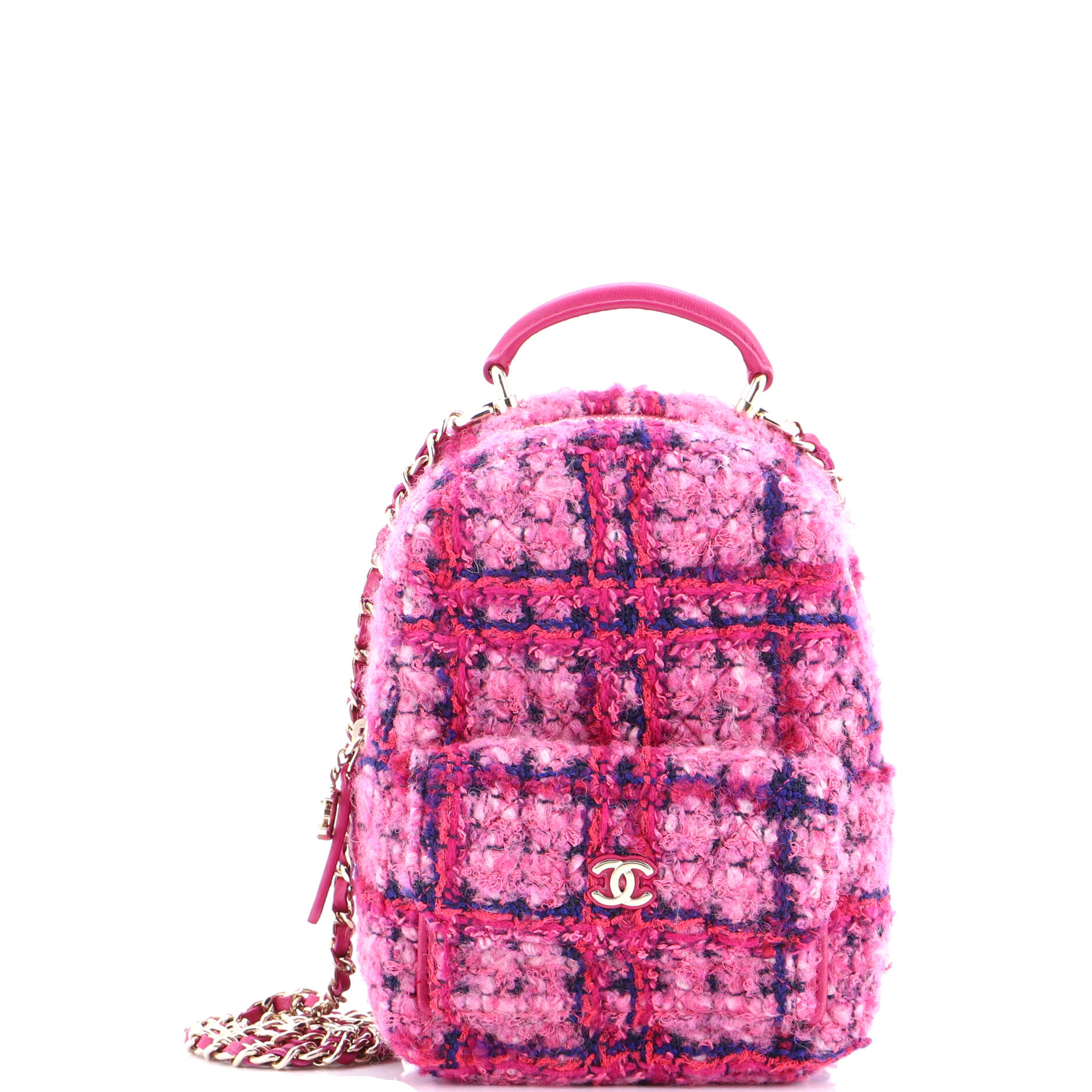 Classic CC Chain Pocket Backpack Quilted Tweed Mini