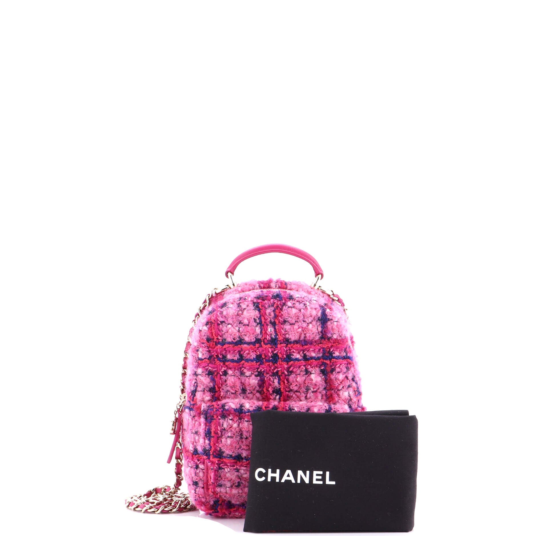 Classic CC Chain Pocket Backpack Quilted Tweed Mini