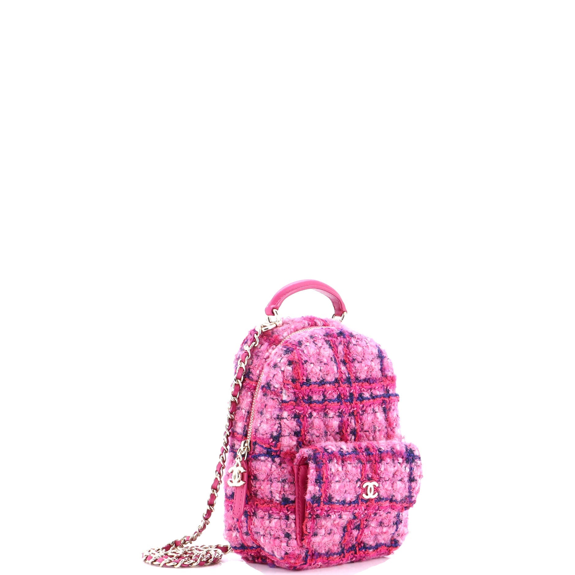 Classic CC Chain Pocket Backpack Quilted Tweed Mini