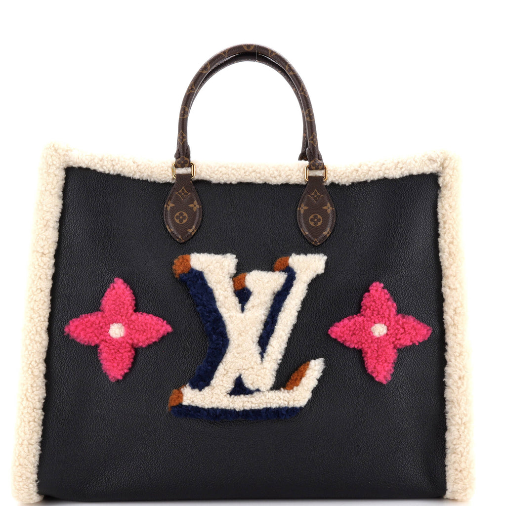OnTheGo Tote Leather and Monogram Teddy Shearling GM