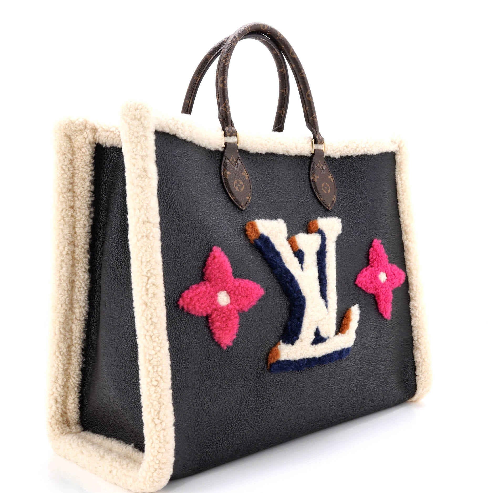 OnTheGo Tote Leather and Monogram Teddy Shearling GM