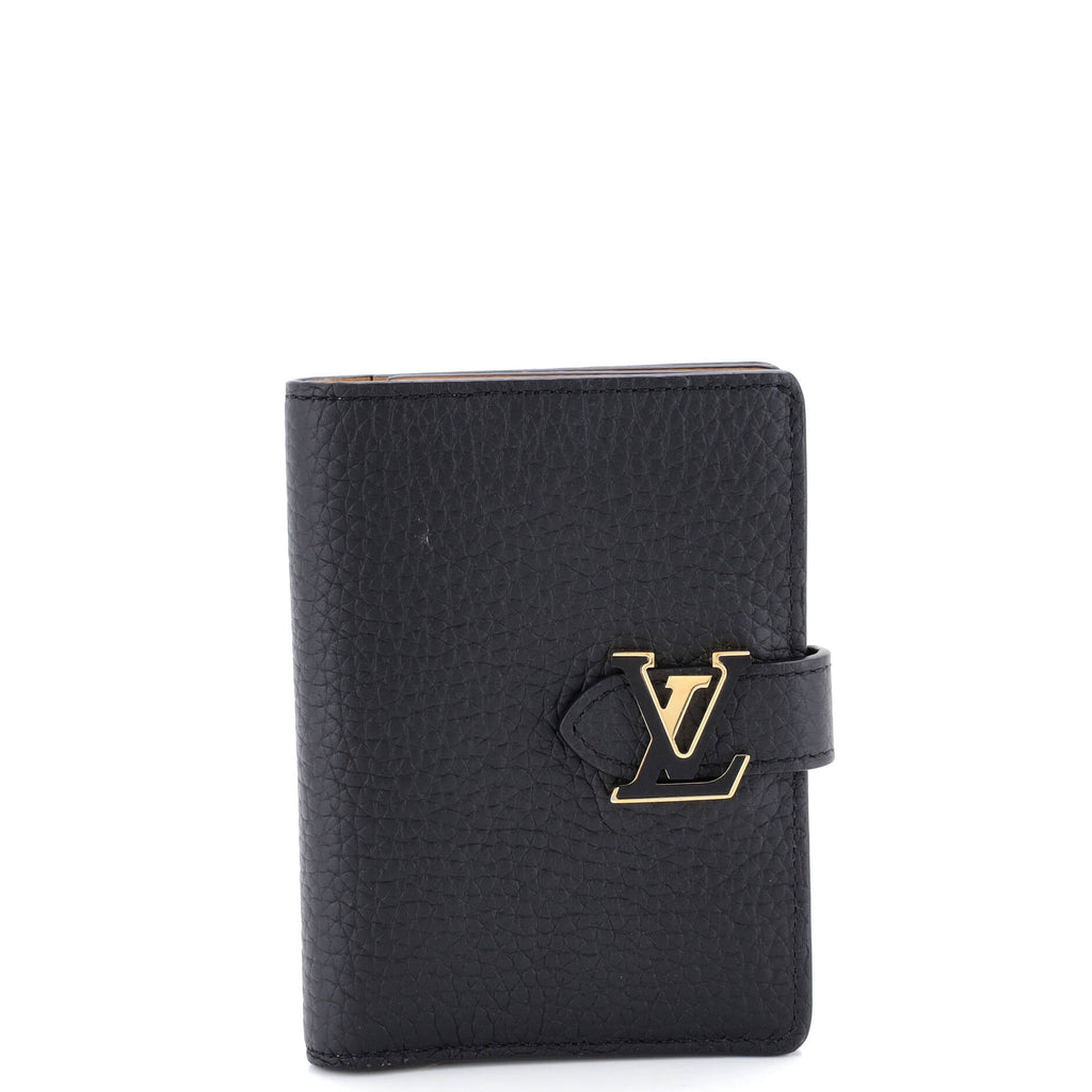 LV Vertical Wallet Taurillion Leather Compact