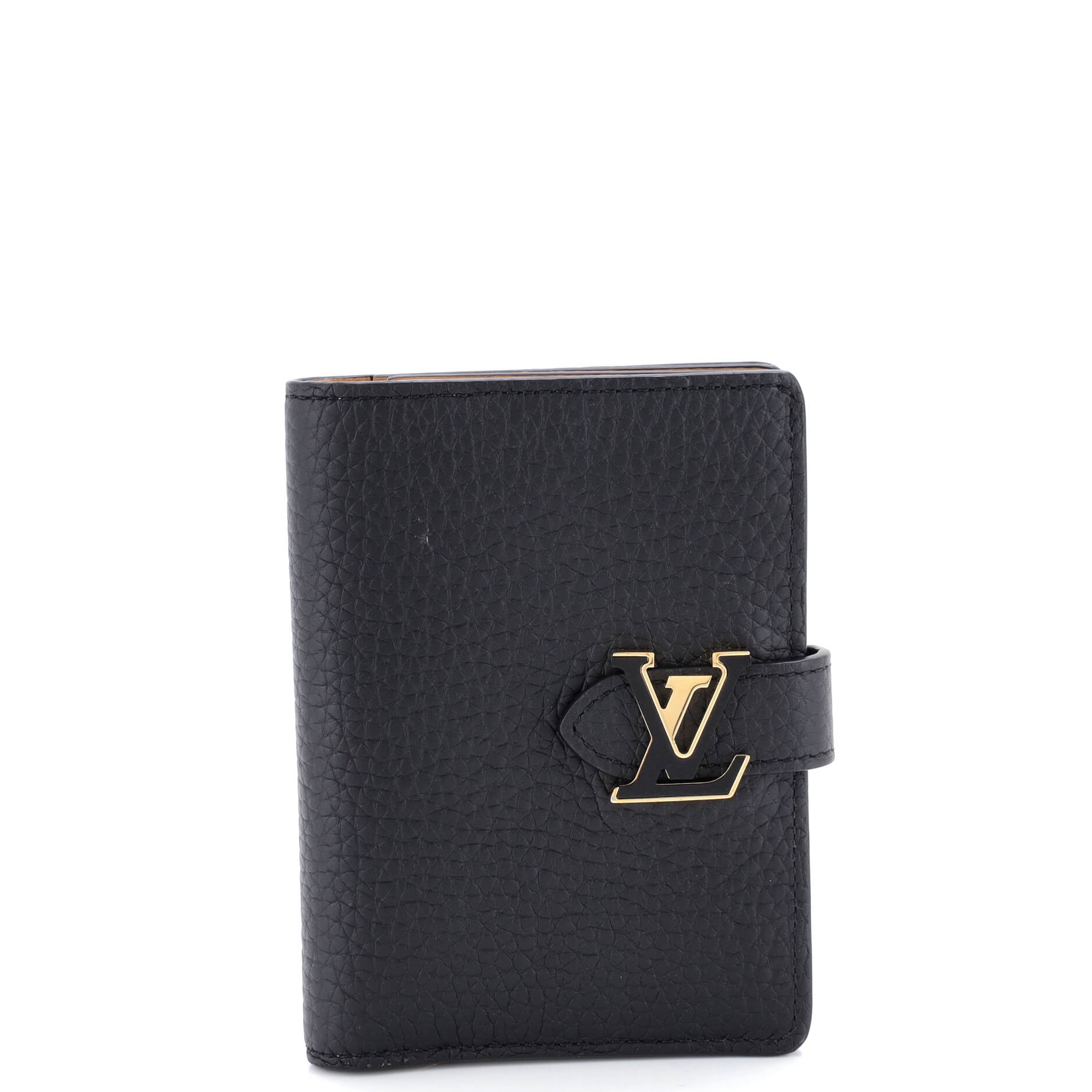 LV Vertical Wallet Taurillion Leather Compact