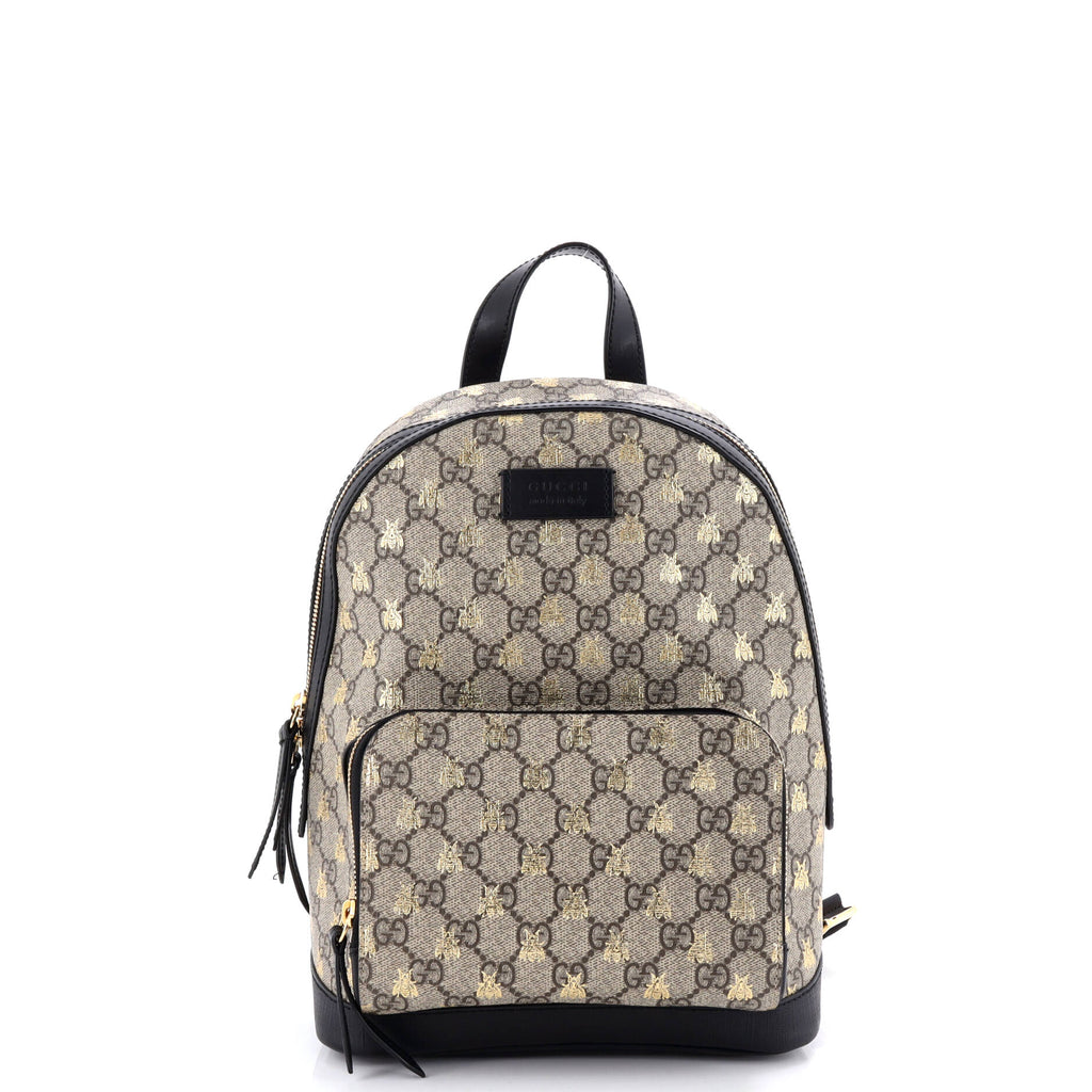 Zip Pocket Backpack Printed GG Coated Canvas Small