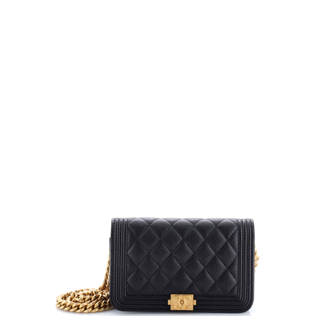 Boy Wallet on Chain Quilted Caviar Mini