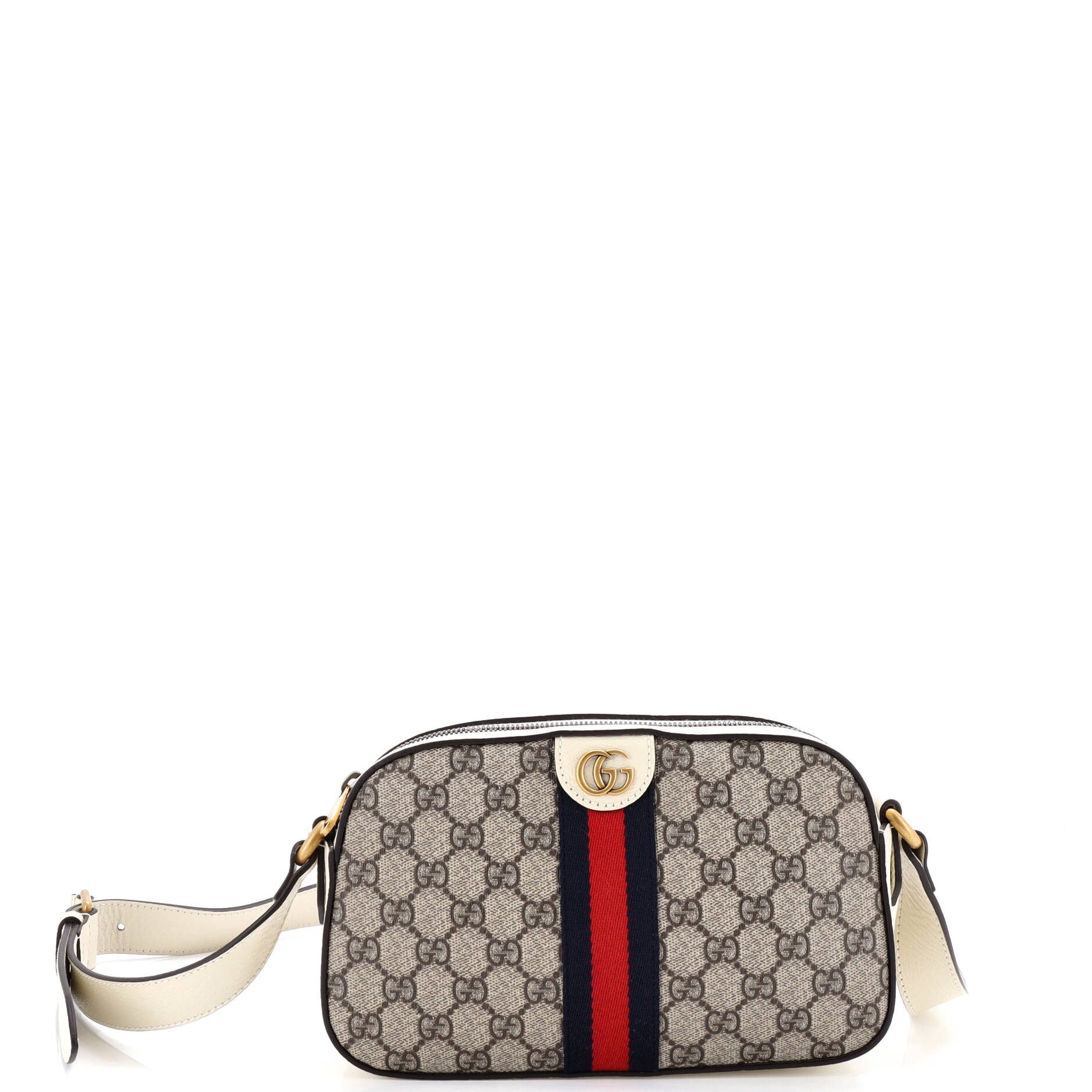 Ophidia Camera Shoulder Bag GG Coated Canvas with Leather Small