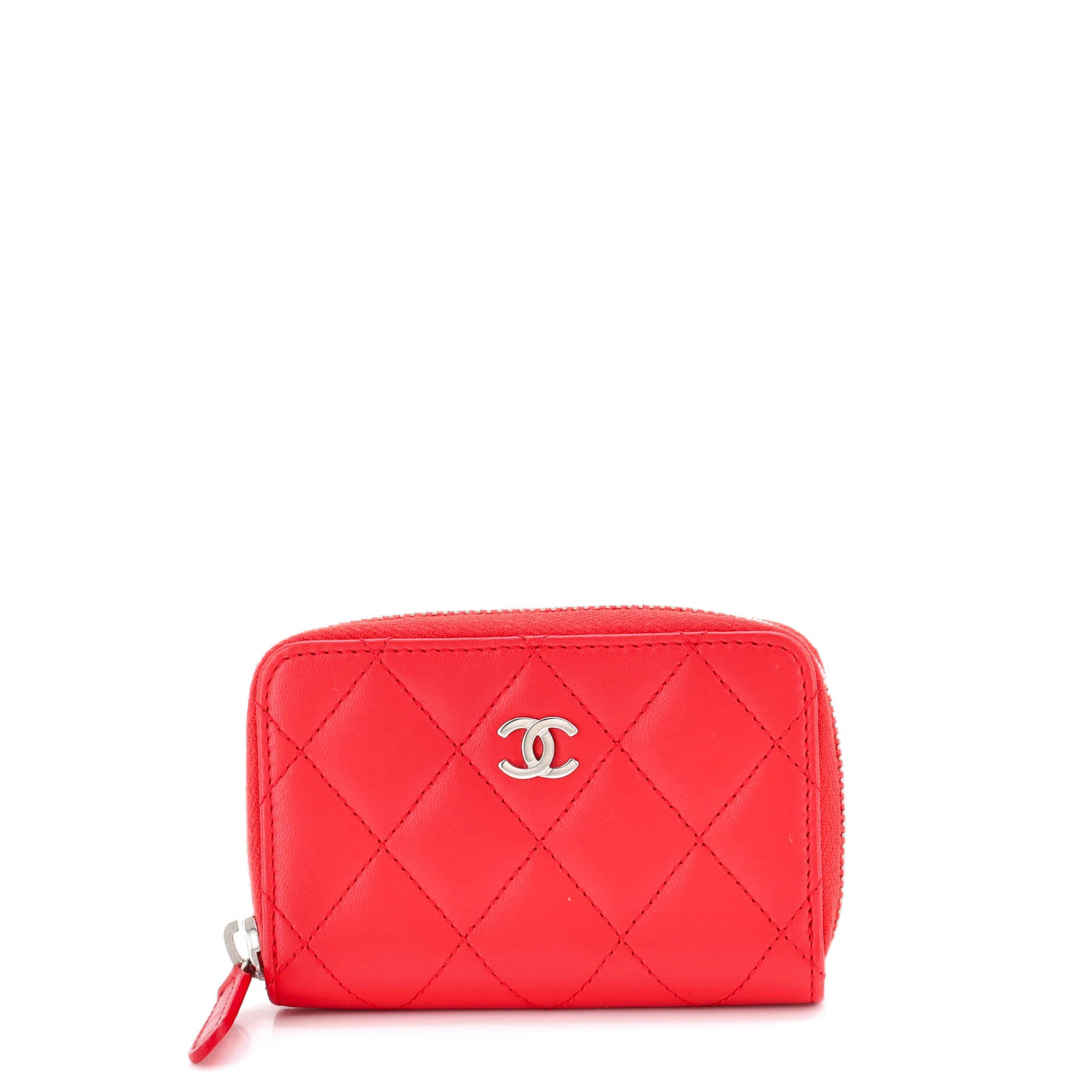 CC Zip Coin Purse Quilted Lambskin Small