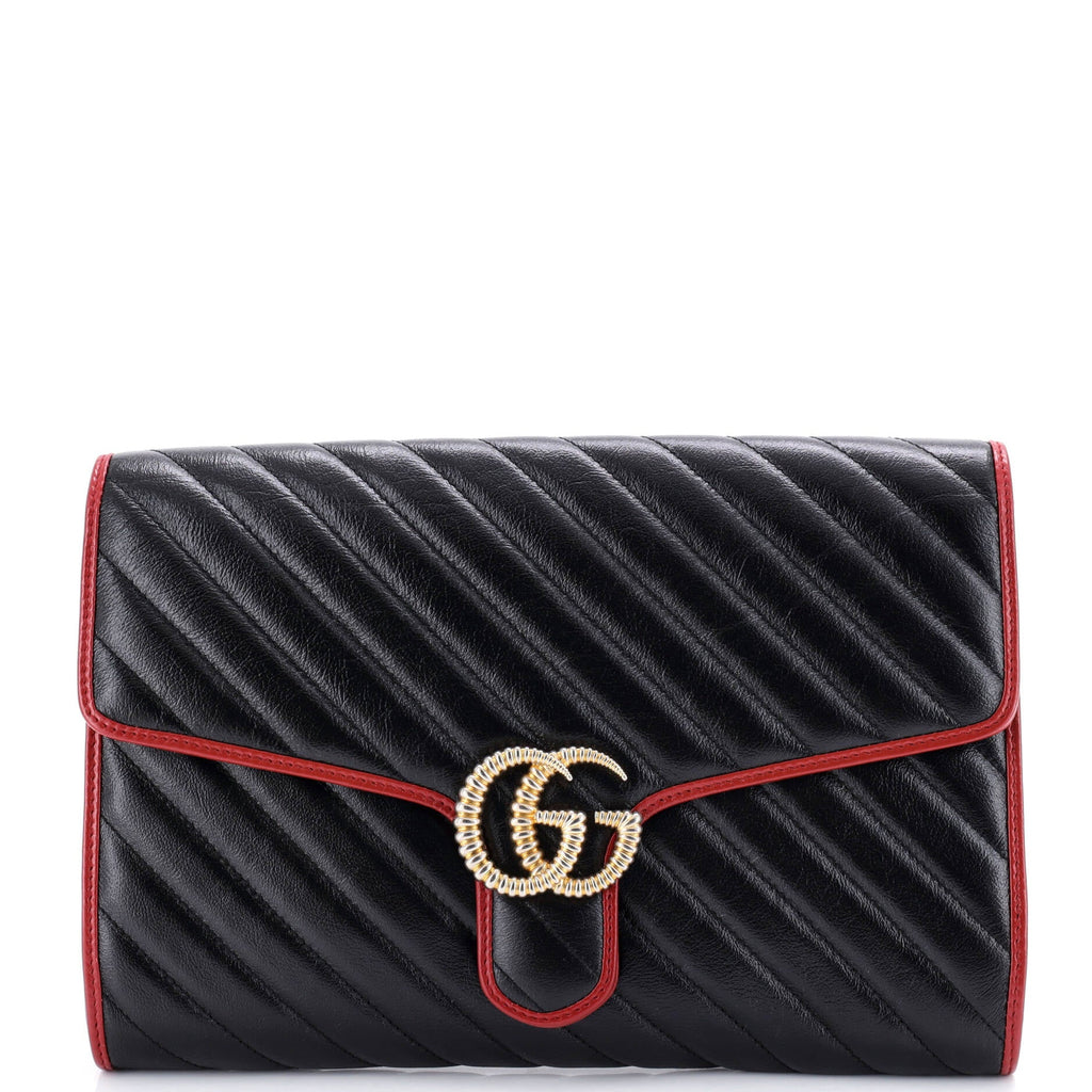 GG Torchon Flap Clutch Diagonal Quilted Leather