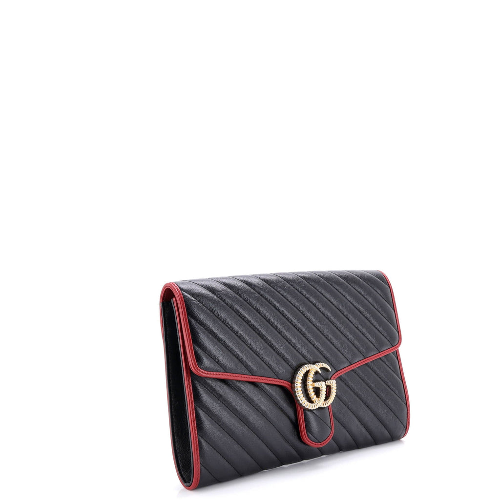 GG Torchon Flap Clutch Diagonal Quilted Leather